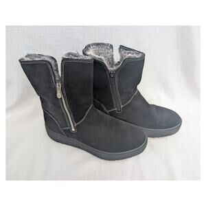 Bos. And Co Womens Irvine Faux Fur‎ Waterproof Boots Sz 9-9.5 Black Gray Leather